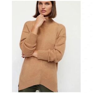 Anthropologie Maeve Sweater Crystal Turtleneck in Tan Brown Size Large